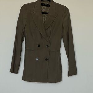 Zara Olive Green‎ Double-Breasted Blazer size XS